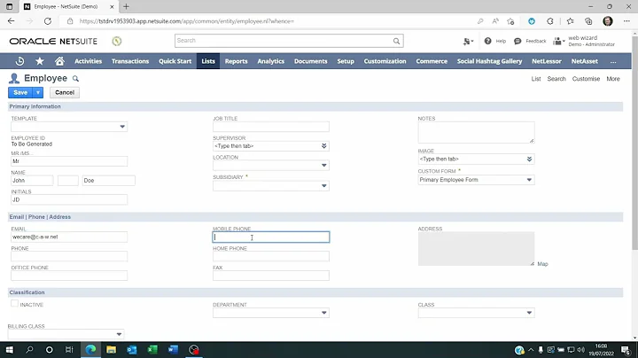 How to create a user on netsuite
