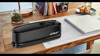 AFMAT Electric Three Hole Punch Heavy Duty, 20-Sheet Punch Capacity, AC or Battery Operated