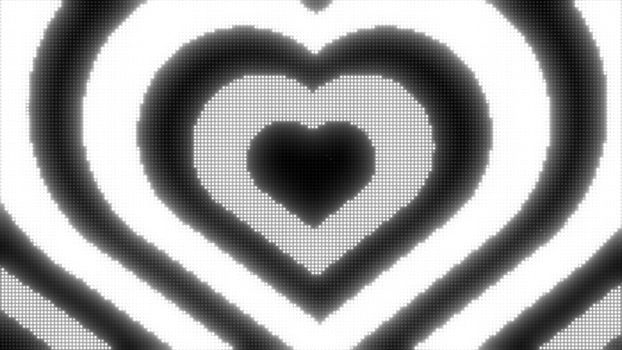 Black and White Y2k Neon LED Lights Heart Background  1 Hour Looped HD