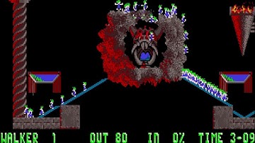 Lemmings Taxing Level 26: Triple Trouble Walkthrough DOS