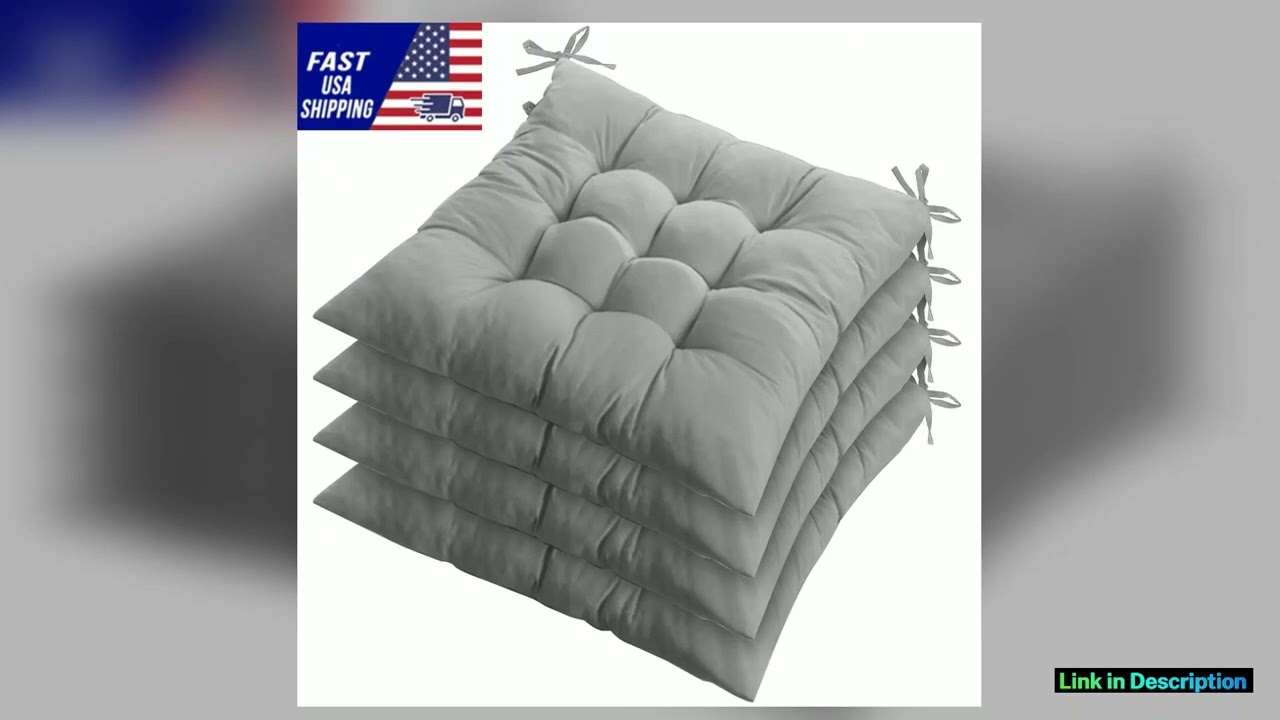 4Pcs Chair Cushion Pads Pillow Soft Tie On Square Sitting Mats For Home Office Car Sitting Travel S