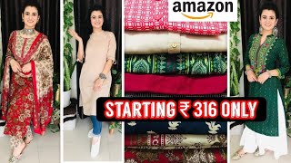 Amazon Kurti Haul Starting ₹316Teej/Rakhi SpecialCotton Kurta SetKurta For JeansPrime Day Sale