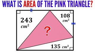 Can you find area of the Pink triangle in the rectangle? | (Nice Geometry problem) | #math #maths