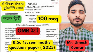bsc 1st sem maths ,Differential calculus and integral calculus (2023) ,question paper solution   #
