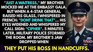 My Brother Mocked Me As A Waitstress - Until I Said 3 Words in French to 4-Star General…