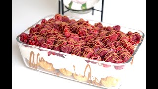 Windbeutel Dessert mit Himbeeren in 5 Minuten - schnelles und einfaches Dessert ohne backen