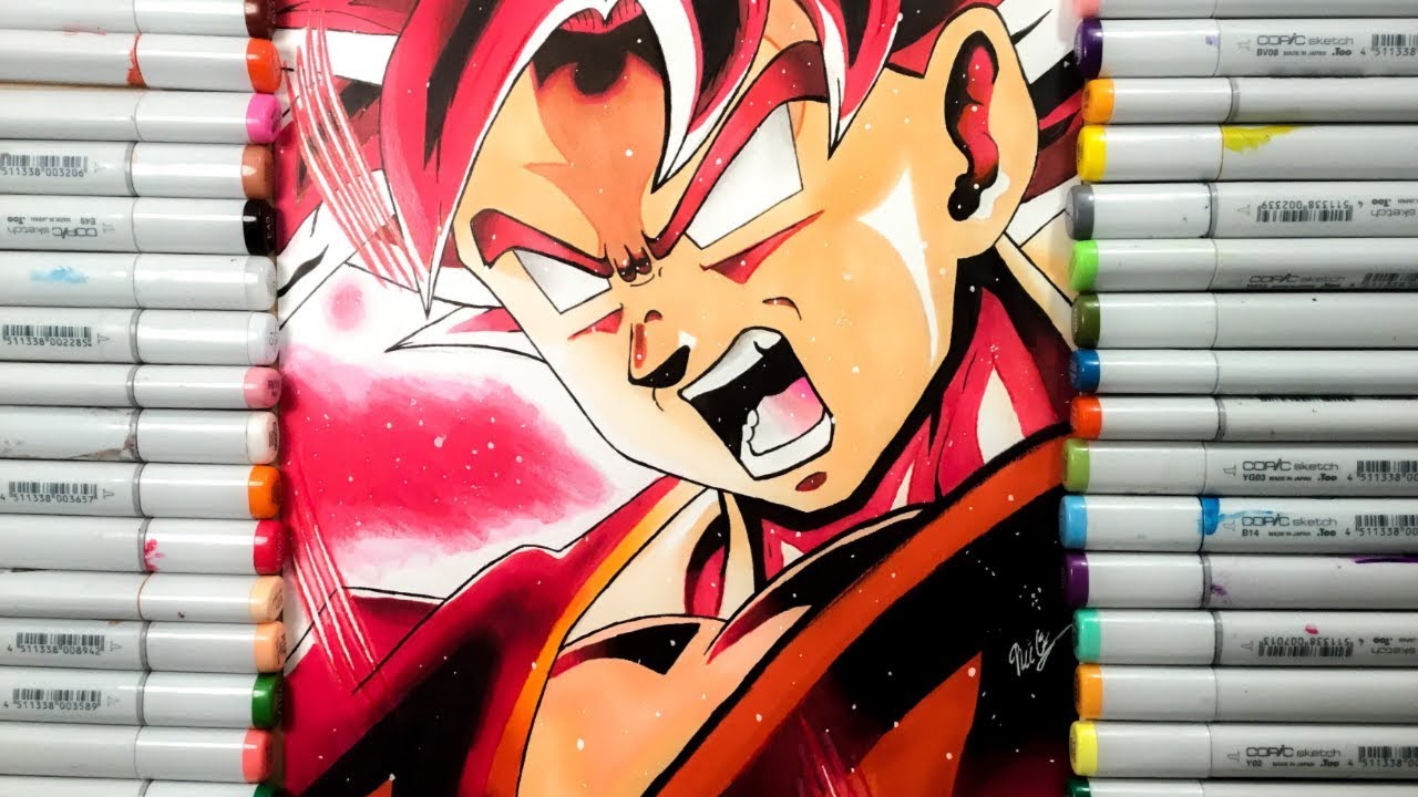 Drawing Goku Super Saiyan God By Zartwork