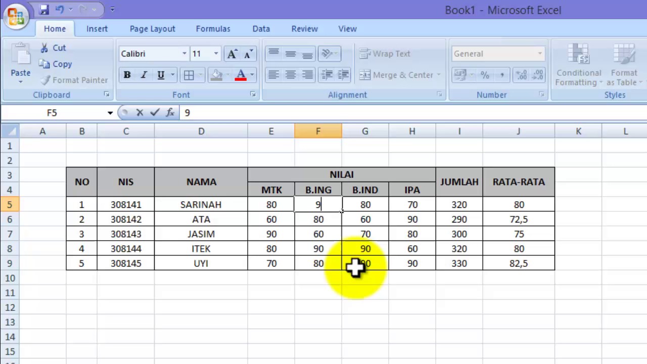 Tutorial menentukan jumlah dan rata rata pada microsoft excel youtube