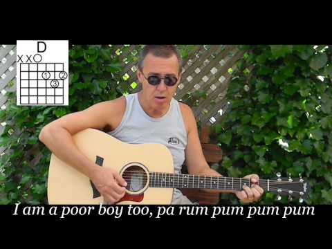 Little Drummer Boy - Acoustic Cover with lyrics/chords - Learn Christmas Songs on Guitar