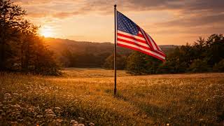Golden Hour Meadow with American Flag | America the Beautiful Instrumental Ambience 3 Hours screenshot 5