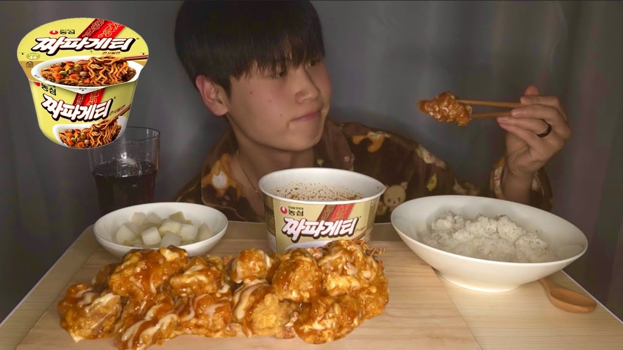 ASMR MUKBANG | Korean Supreme Seasoned Chicken, Chapagetti & Rice