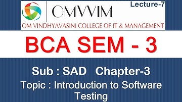 BCA sem-3 | SAD | Chapter - 3 | Introduction to Software Testing | Omvvim College Morbi