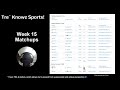 Tre’s Week 15 NFL Picks