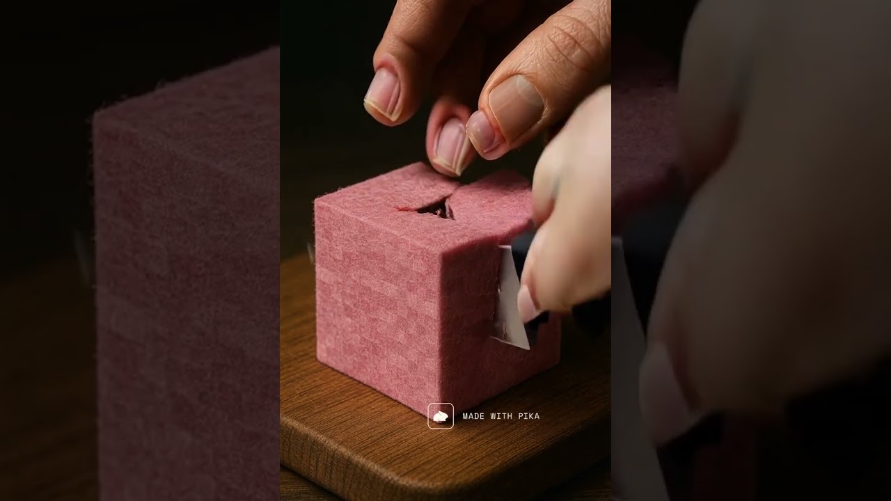 Miniature Worlds in Motion | cutting minecraft pink wool block