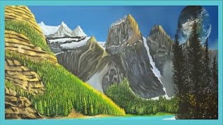 How to paint acrylic mountain and tree landscape painting. #tutorial #paletteknife #acrylicpainting