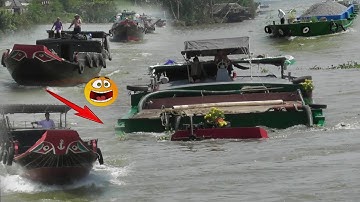 Ghe.Sà lan chở khẩm vượt cống căng thẳng.kịch tính tại cống 7 cửa Trà Vinh