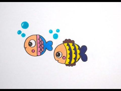 how to draw cute fishes || Cute fishes drawing for kids - YouTube