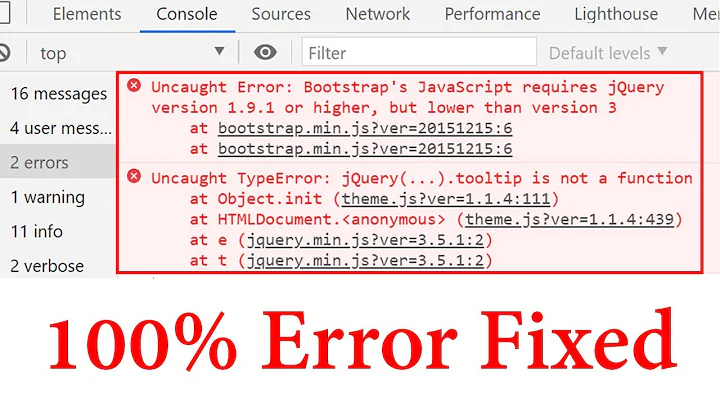 How to fix Uncaught Error | Bootstrap's JavaScript requires jQuery version 1.9.1 or higher | Fixed