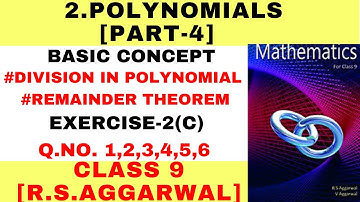 R.S.AGGARWAL SOLUTION, CLASS 9, POLYNOMIALS EXERCISE-2(C)[PART-1] | NCERT Solutions 2025