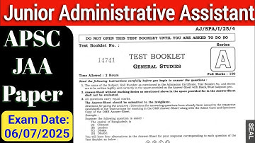 Junior Administrative Assistant Exam Paper 2025 | APSC JAA Solved Paper 2025