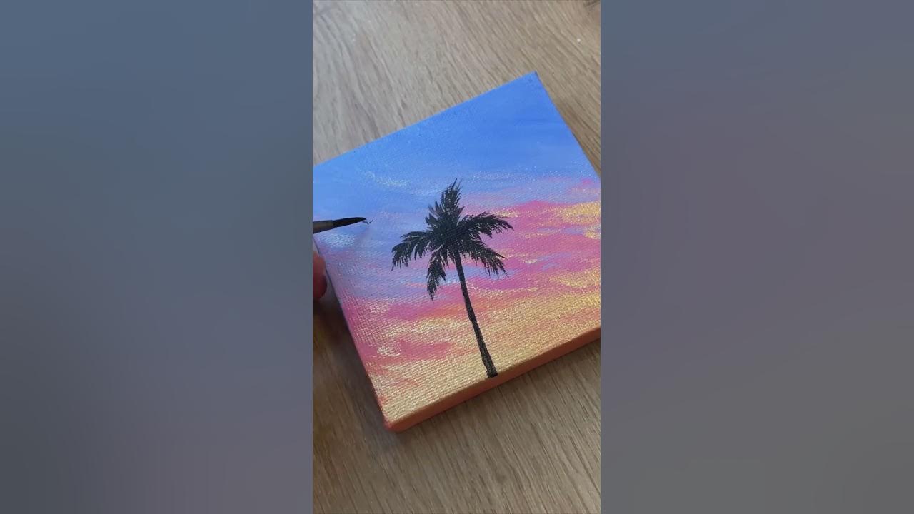 Desenho praia  Easy canvas art, Mini canvas art, Sunset canvas painting