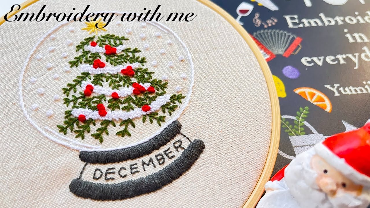 Я вышила елку из снежного шара из 