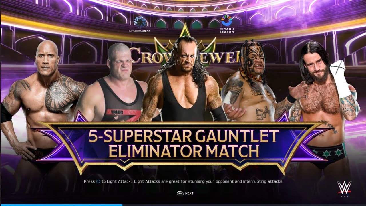 WWE 2k25 - Рок против Кейна против Андертейкера против Умаги против Си Эм Панка на Crown Jewel