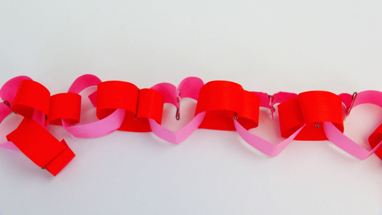 4 Stück Valentinstag Deko Girlande Herz – Rot Rosa Hängende Herzgirlande 2m