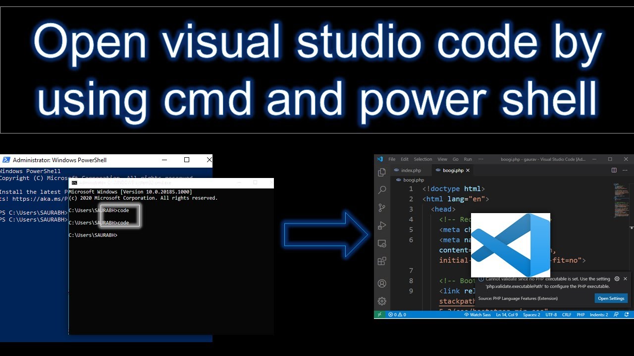 How To Open Visual Studio Code From Command Prompt | powershell - YouTube