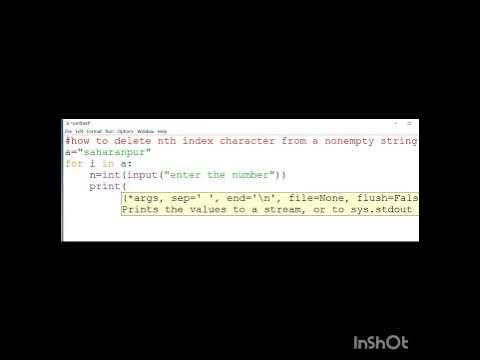how to delete any index element from string in python? - YouTube