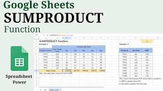 SUMPRODUCT Function in Google Sheets