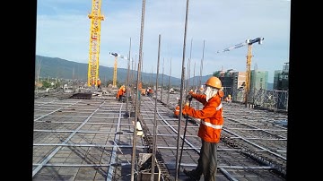 THI CÔNG SÀN CÁP DỰ ỨNG LỰC CĂNG SAU - Construction of prestressed cables stretch the floor after