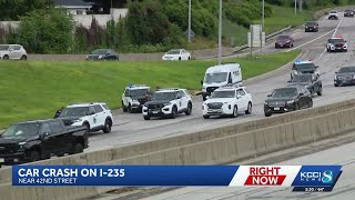Crash on I-235 near 42nd Street causes traffic delays and emergency response