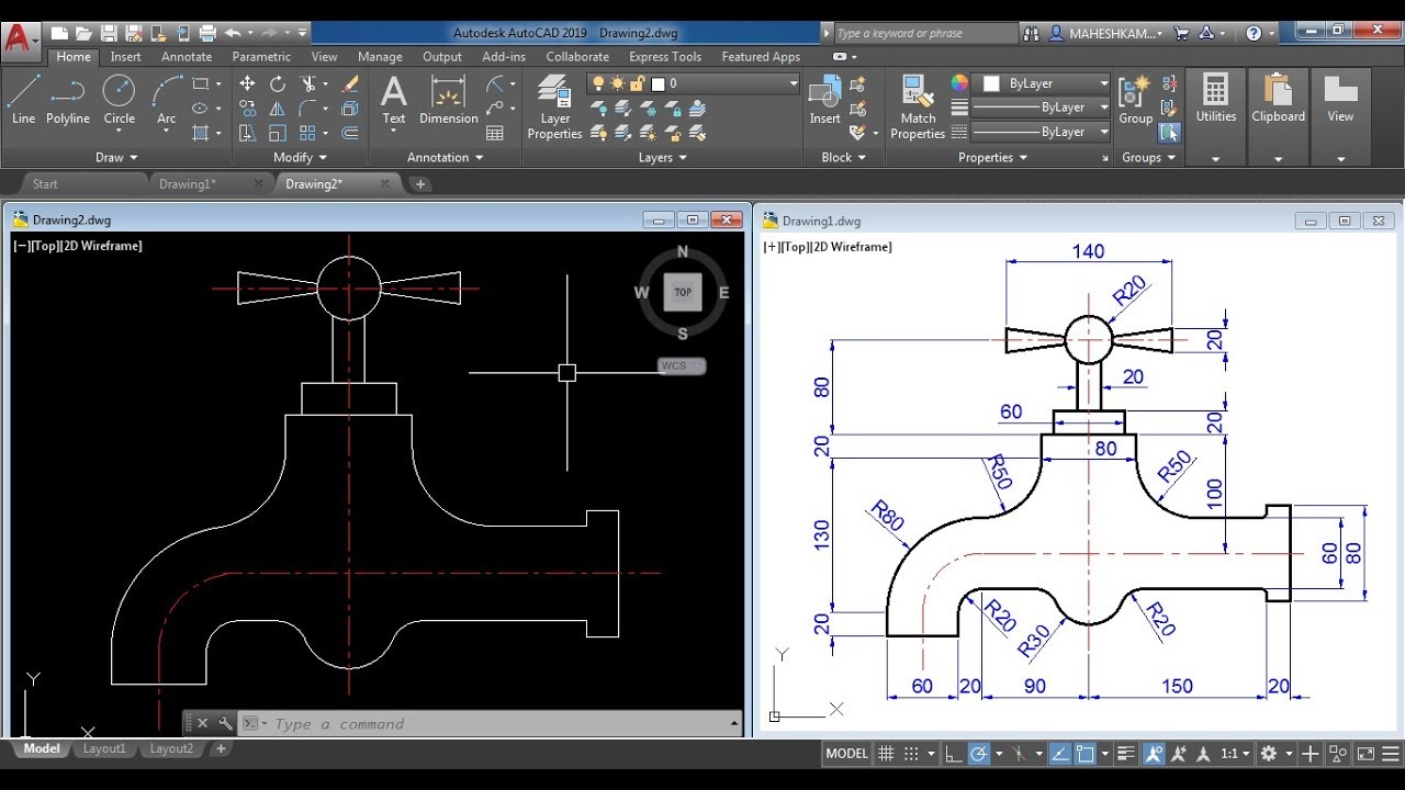 AutocAD 2D Practice Drawing Exercise 5 Basic Adva 