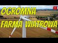 Ogromna, potężna farma wiatrowa 4k wiatraki prądotwórcze w Legnickim Polu