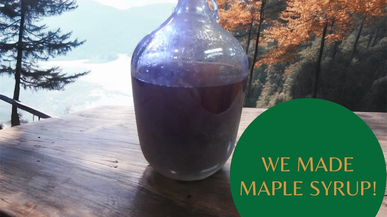 Making maple syrup final product.