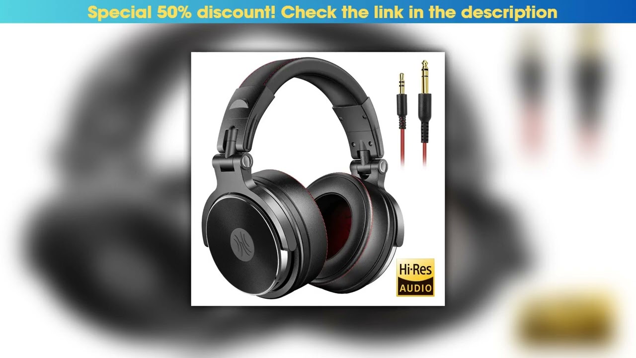 Discount Oneodio Wired Professional Studio Pro 50 DJ Headphones With Microphone Over Ear HiFi Monit