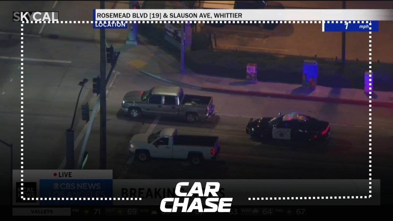 Stolen truck leads CHP officers on cross-county pursuit - YouTube