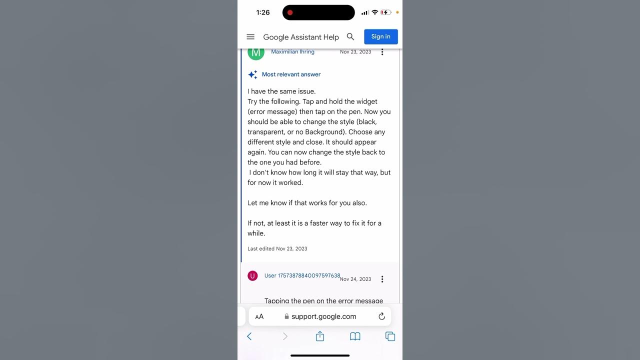 Glance App widget error disappears but then comes back again YouTube