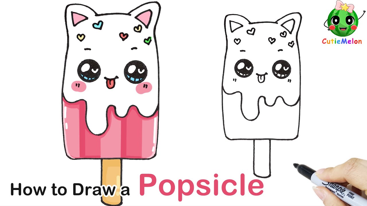 儿童简笔画猫咪冰棒How to Draw a cute Popsicle！Easy and Cute  image