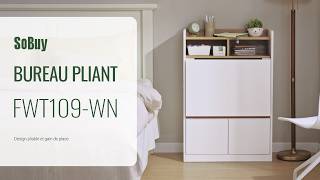 SoBuy丨Bureau Pliant丨Bureau pour Chambre丨Bureau Multifonctionnel丨Bureau Compact丨FWT109-WN