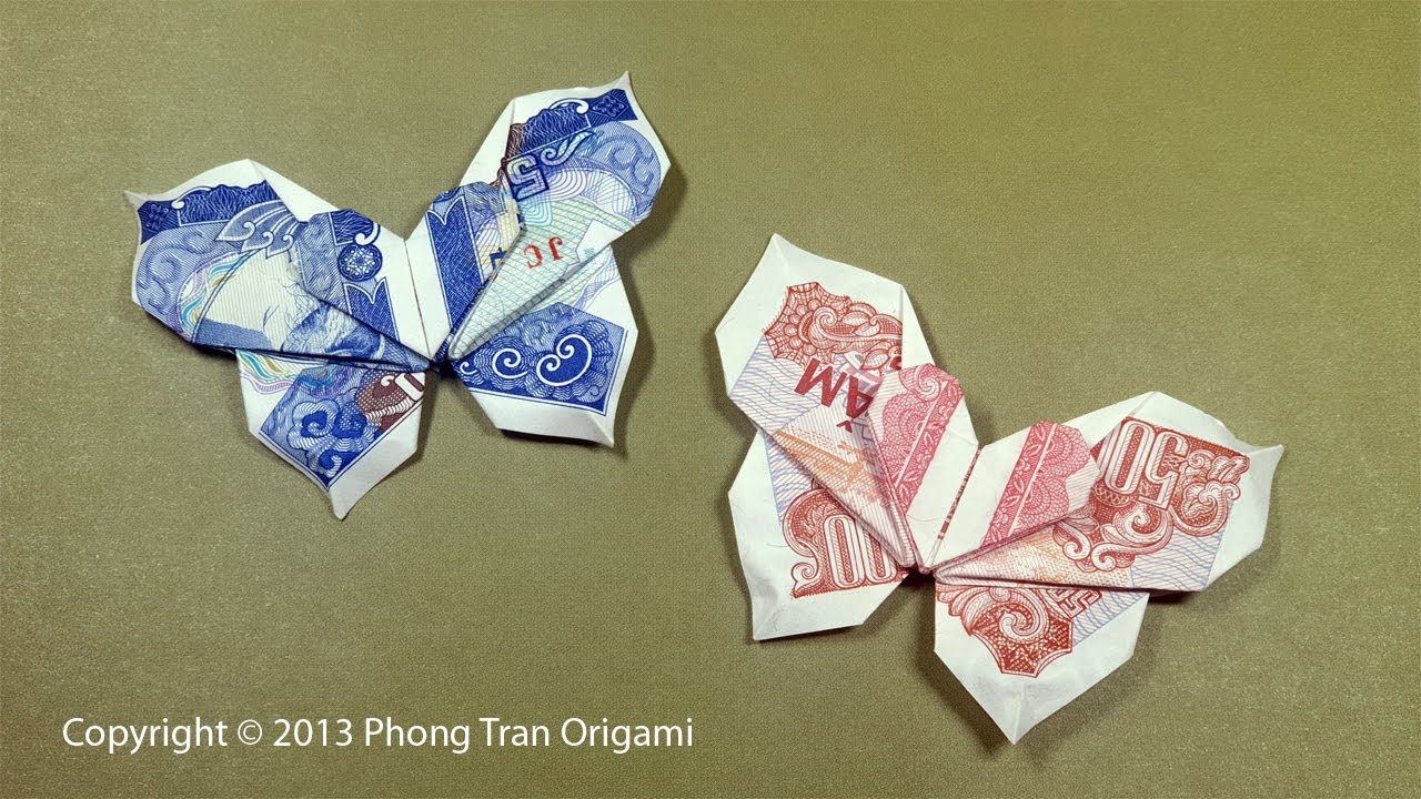 Phong Tran Origami | Money Size 1x2 | Wings Heart Buttefly | Money Origami