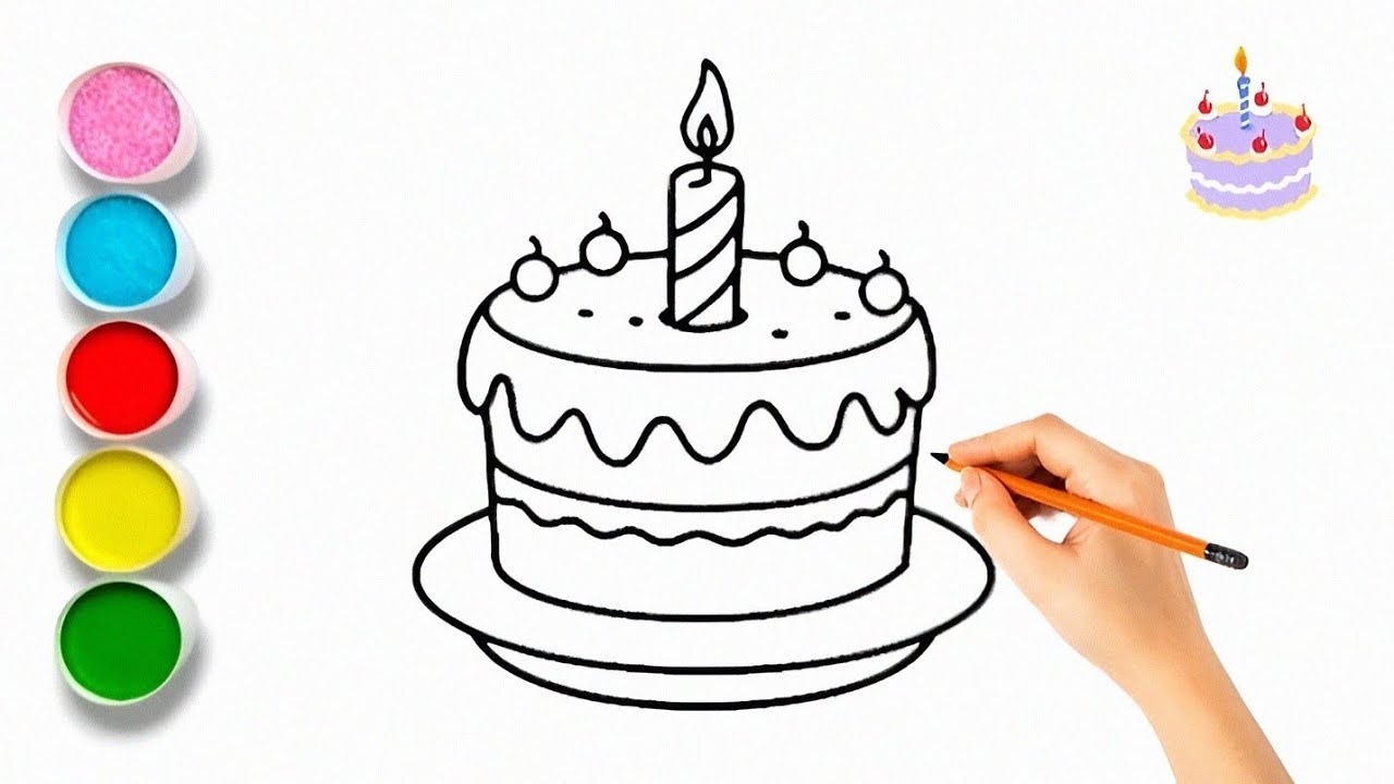 How to Draw Birthday Cake🎂 || Easy Drawing Birthday Cake Step by Step🎈 ...