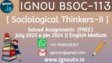 IGNOU BSOC-113 Solved Assignment July 2023 & Jan 2024  [FREE] || IGNOU BASOH || IGNOU TV || IGNOU ||