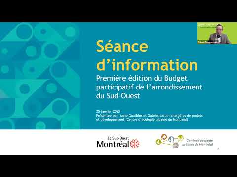 Séance d'information du budget participatif du Sud Ouest 2023