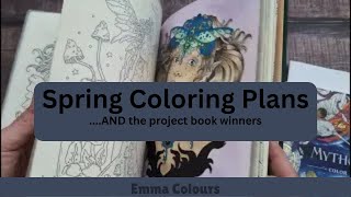 Spring coloring plans -far too many choices and results for the project books - adult coloring video