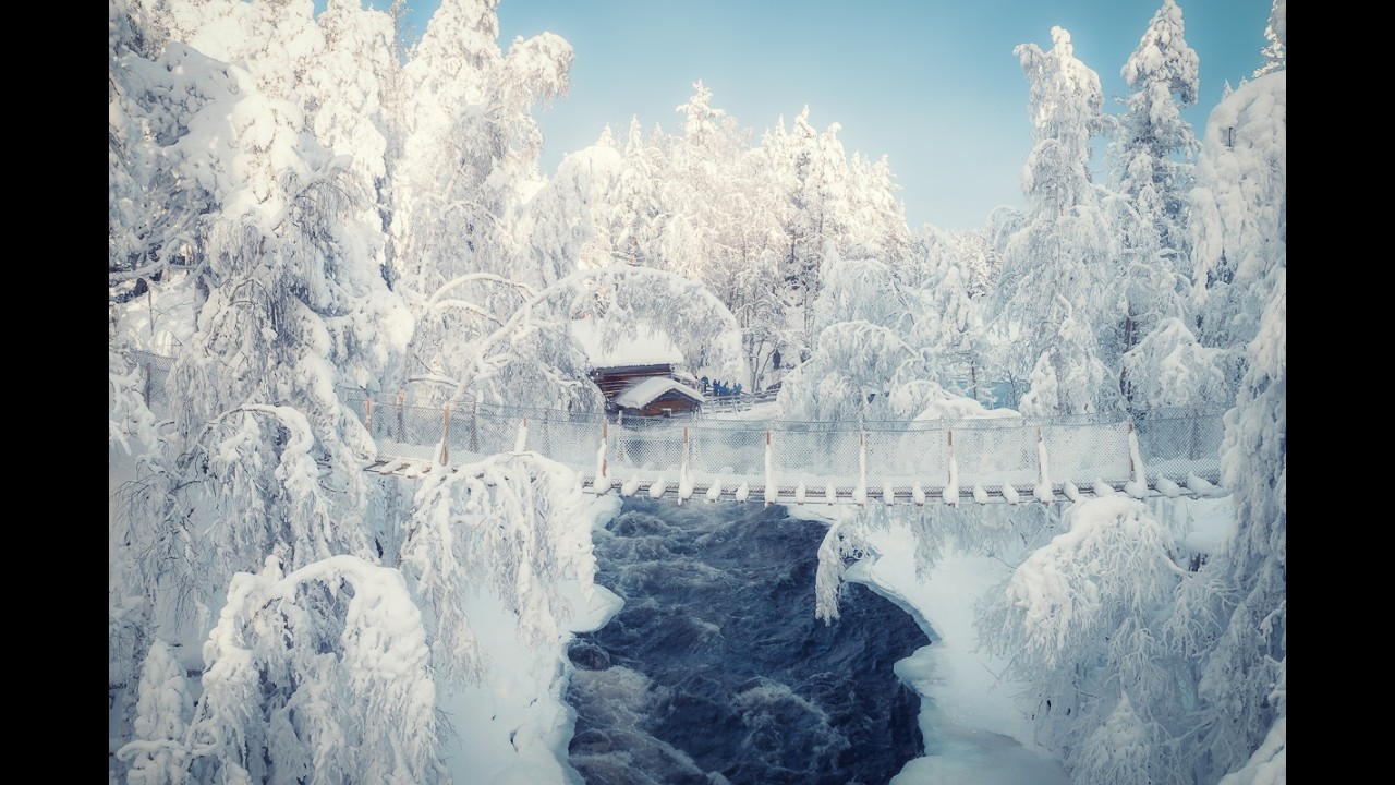 Emerald rapids and old mill on Northern Ostrobothnia, Finland.