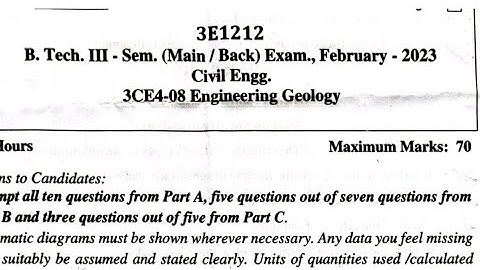 B.tech 3rd semester|| Engineering Geology|| RTU
