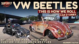 We hang out at Chicano Park in San Diego with Ruben and his mom's custom classic Volkswagen Beetles.