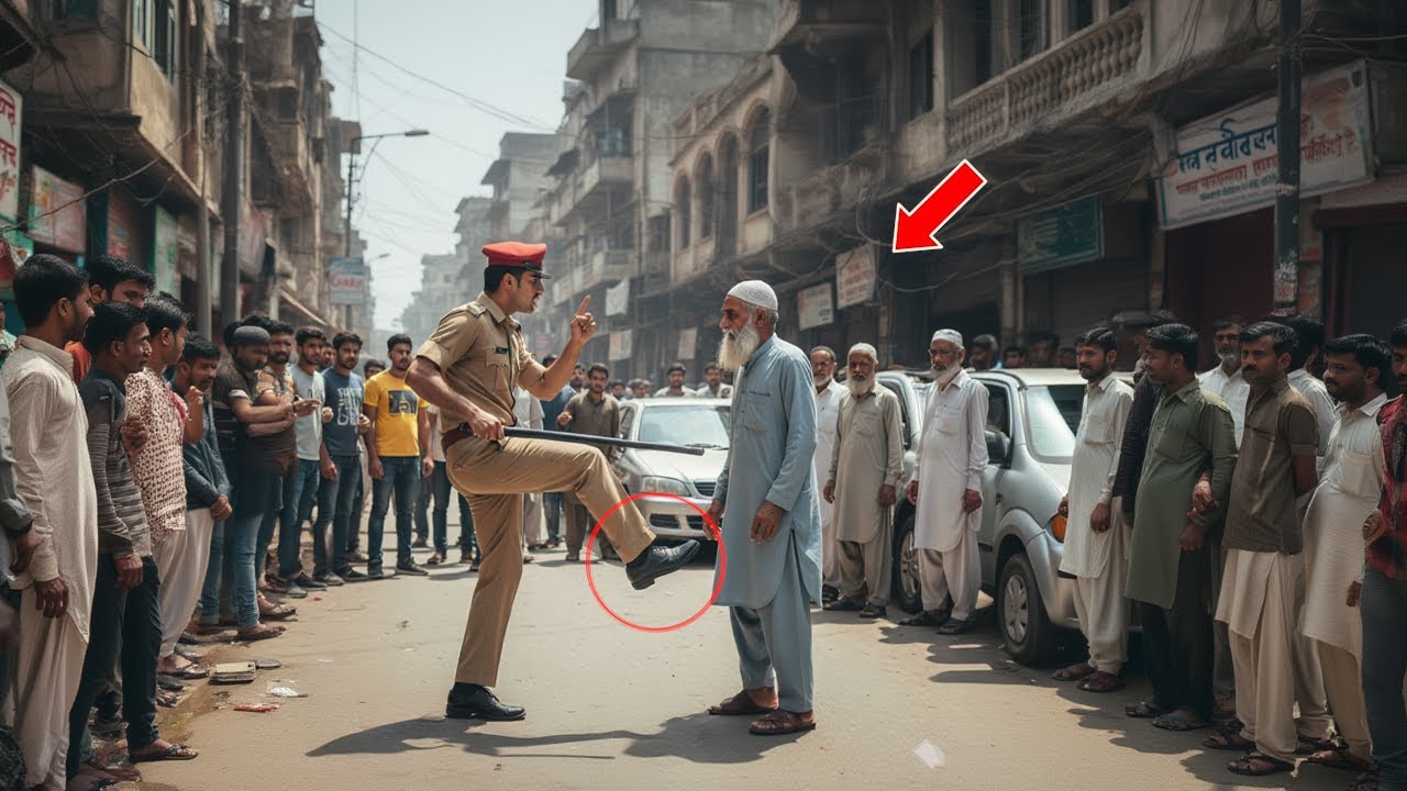 Een oude man in witte djellaba wordt op klaarlichte dag door een politieagent in elkaar getrapt. Hij staat op, raapt zijn stok op en zegt: 'Je zult boeten.' De volgende dag blijkt hij...